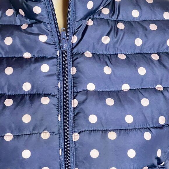 Colebrook Essentials Puffer Vest Sz Small Black w Beige Dots Lined Zip Pockets - Picture 5 of 9